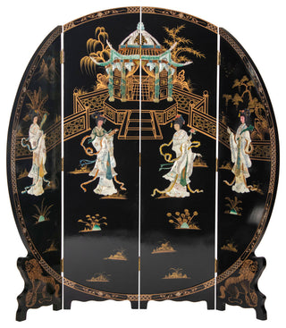 6' Tall Black Lacquer Round Room, Imperial Ladies
