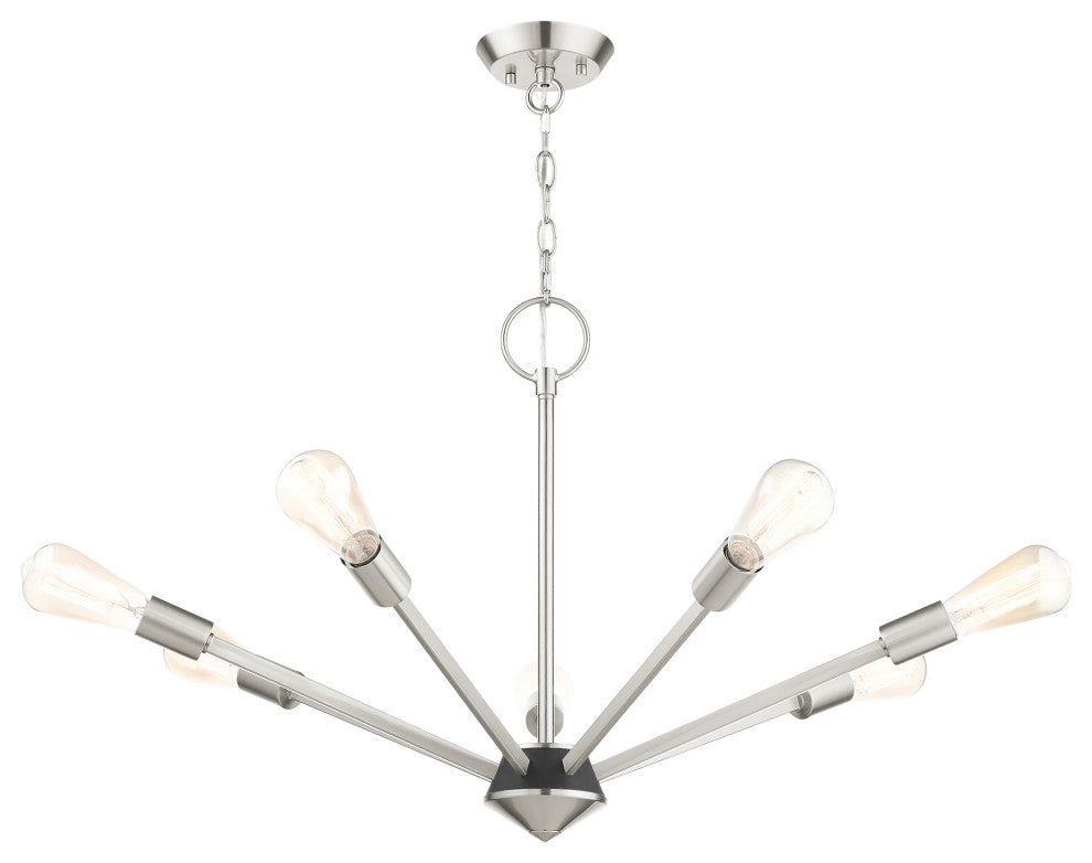 Livex Lighting Prague 7 Light Brushed Nickel With Black Accent Chandelier