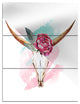 "Bull Skull and Flower" Digital Glossy Metal Wall Art, 3 Panels, 28"x36"