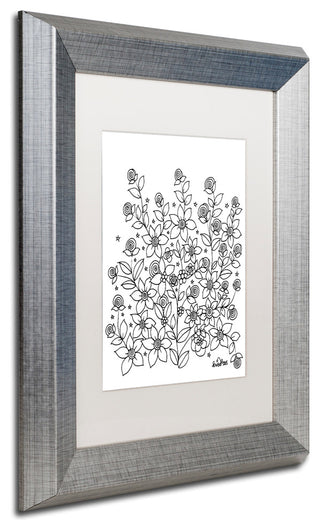 KCDoodleArt 'Simple Flower Doodle 2' Art, Silver Frame, White Matte, 11"x14"