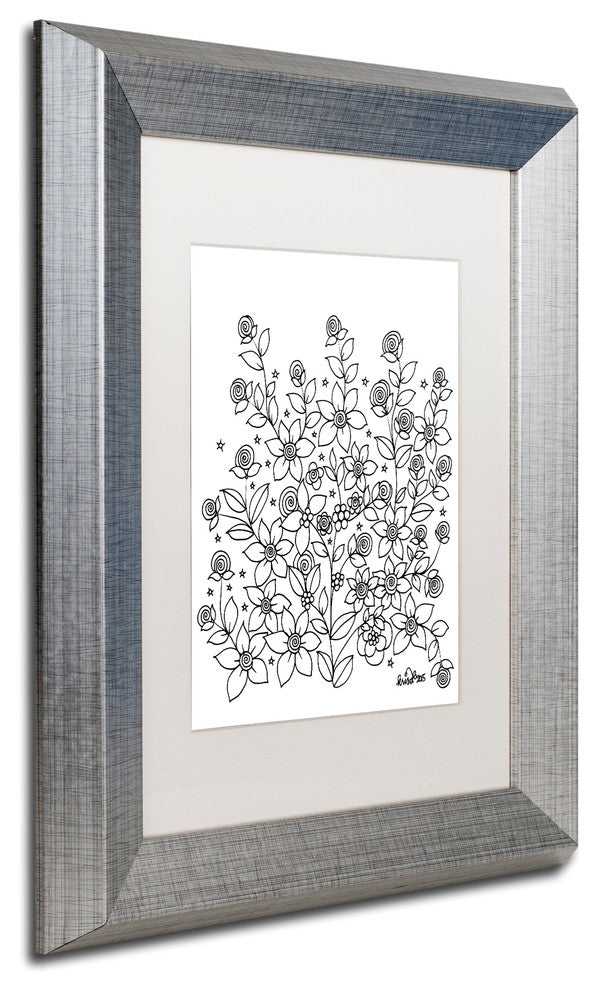 KCDoodleArt 'Simple Flower Doodle 2' Art, Silver Frame, White Matte, 11"x14"