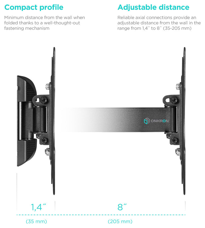 ONKRON TV Wall Mount Tilt Swivel for 17"� "“ 43 Inch LCD LED Screens up to 77 lbs