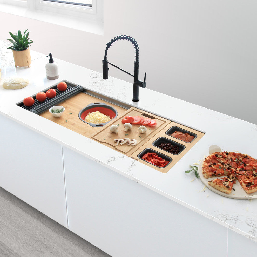 STYLISH Single Handle Pull-Down Dual Mode Kitchen Faucet, Matte Black