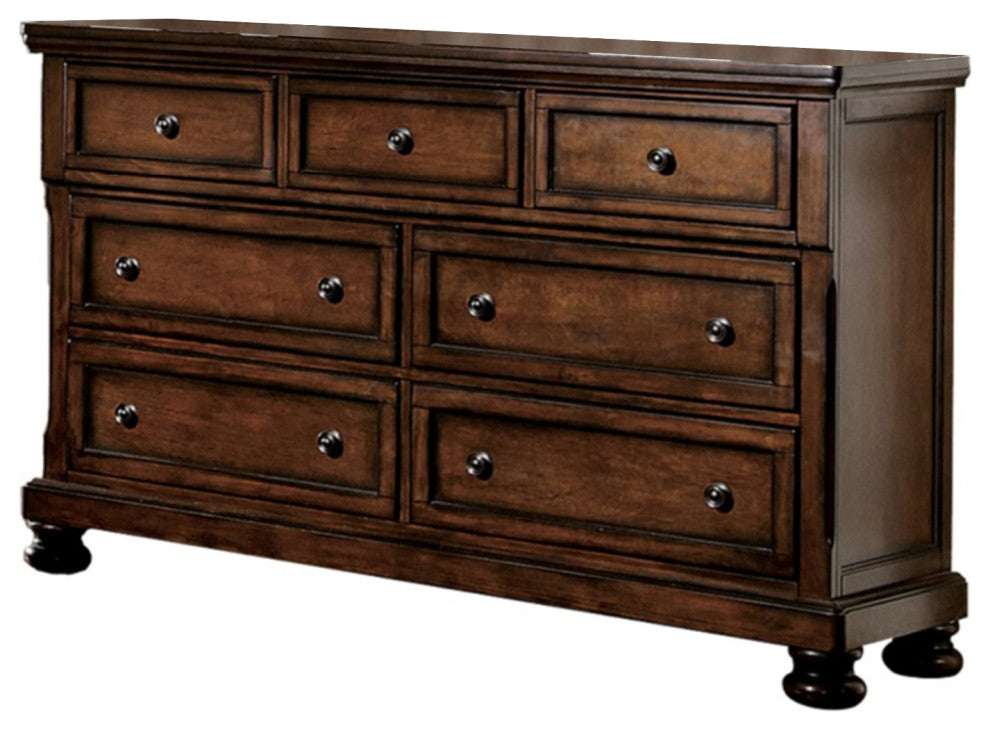 Benzara BM179887 Wooden Dresser With Seven Drawers, Brown