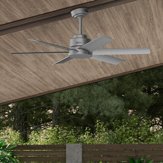 Hunter 52 inch Kennicott Matte Silver Damp Rated Ceiling Fan and Wall Control