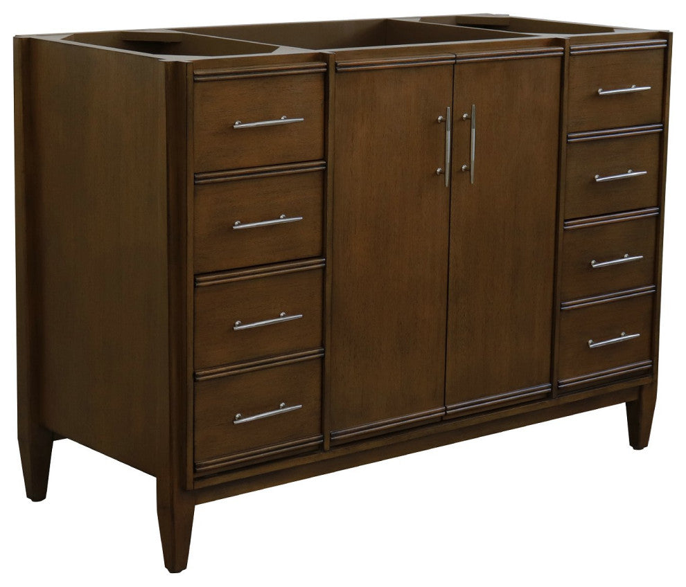 48" Single Sink Vanity, Walnut Finish - Cabinet Only