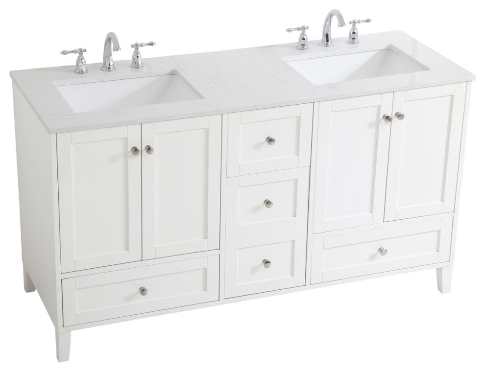 60" Double Bathroom Vanity, White
