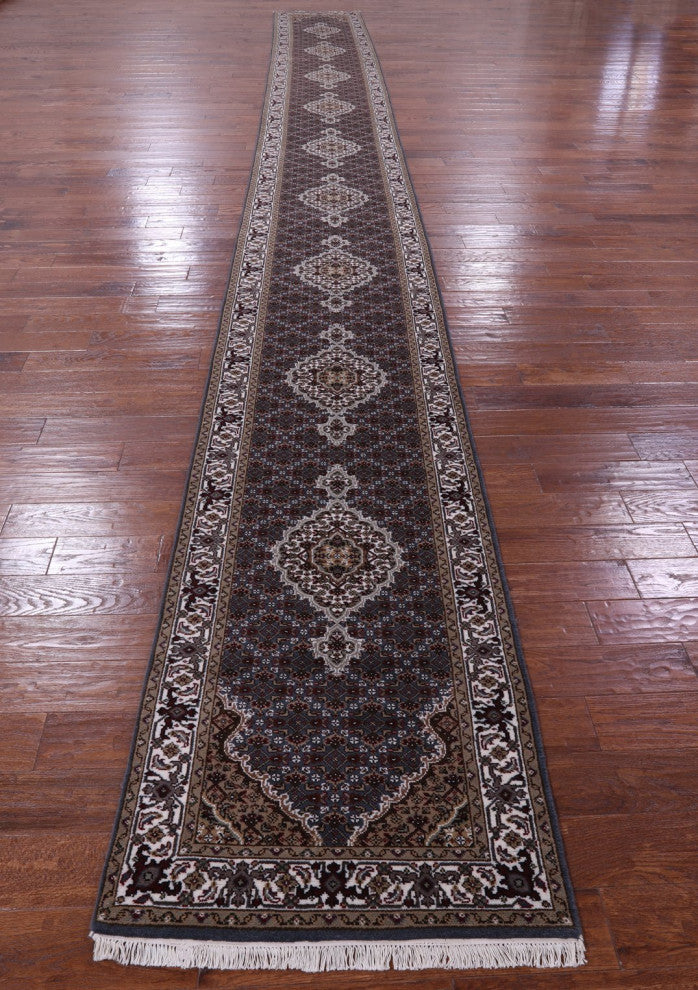 Runner Persian Tabriz Hand Knotted Wool and Silk Rug 2' 6" X 25' 7" Q8941