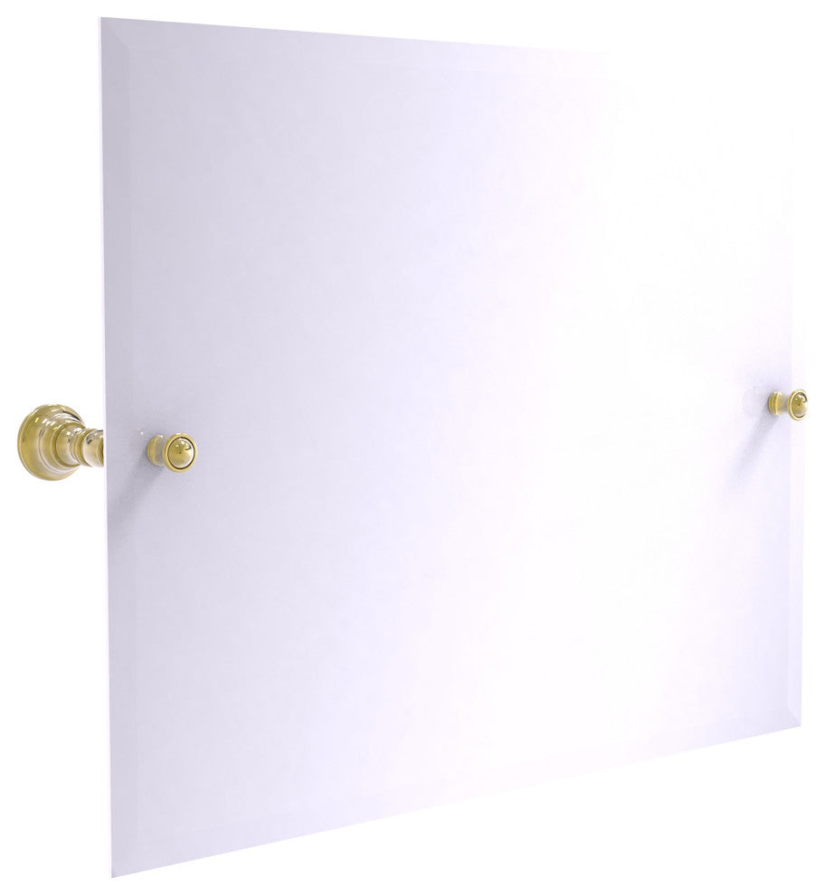 Carolina Frameless Landscape Tilt Mirror with Beveled Edge, Unlacquered Brass