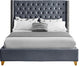 Barolo Velvet Upholstered Bed, Gray, Queen