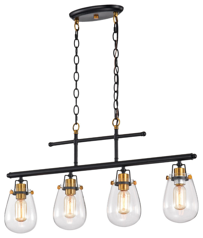 4- Light Black and Antique Gold Kitchen Island Chandelier