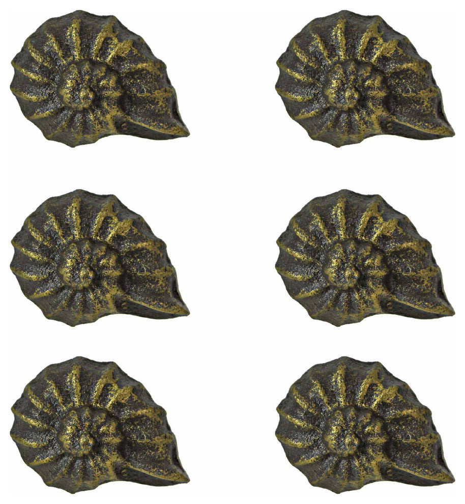 Bronze Cast Iron Nautilus Shell Drawer Pull Decorative Cabinet Knobs Set of 6
