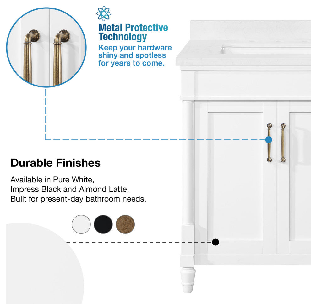 OVE Decors Salisbury Bathroom Vanity, White, 42 in