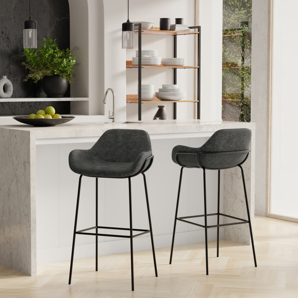 Mira Bar Stool, Distressed Slate Gray
