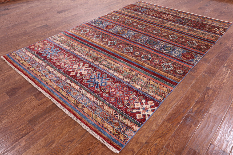 Hand Knotted Tribal Khorjin Wool Rug 6' 5" X 9' 10" Q7688