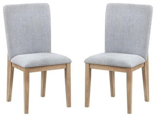 Caspian Set of 2 Gray Linen Fabric and Oak Finish Dining Chair