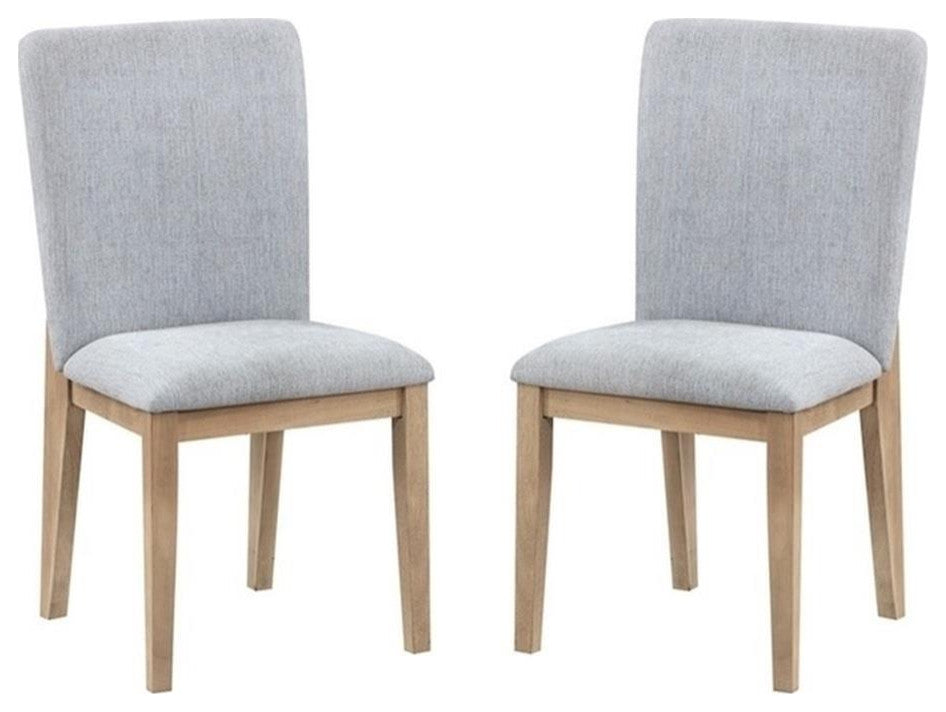 Caspian Set of 2 Gray Linen Fabric and Oak Finish Dining Chair