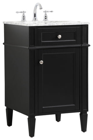 Home Living Vanity with Carrara White Marble Countertop, Black, 21", Single Sink
