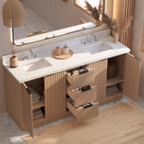 Kathryn Bathroom Vanity, Light Oak, 72", Double Sink, Freestanding