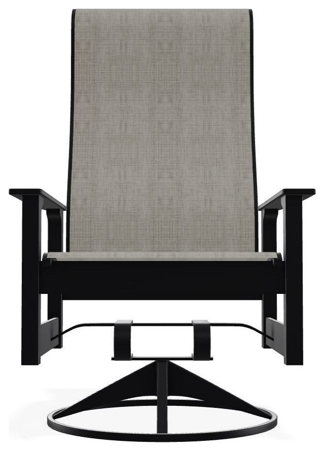 Leeward Sling Outdoor Swivel Rocker, Smoke/Black