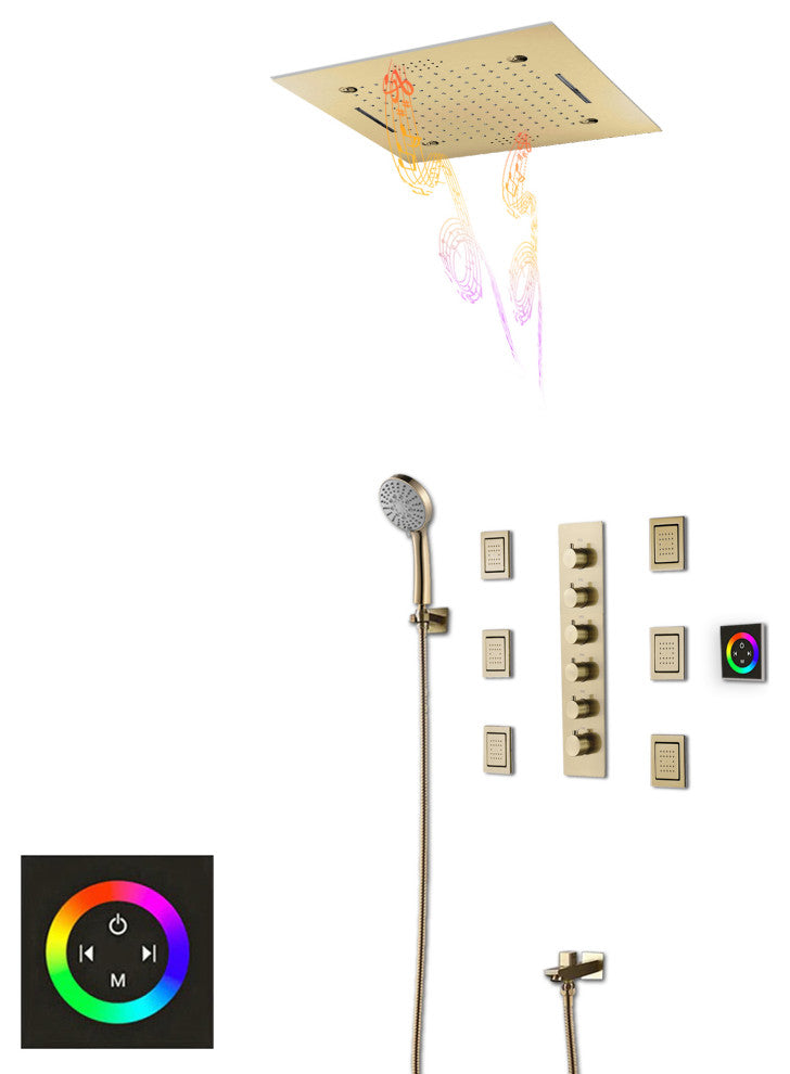 Remote Controlled Rainfall Led Shower System, Style 4- Touch Panel Light