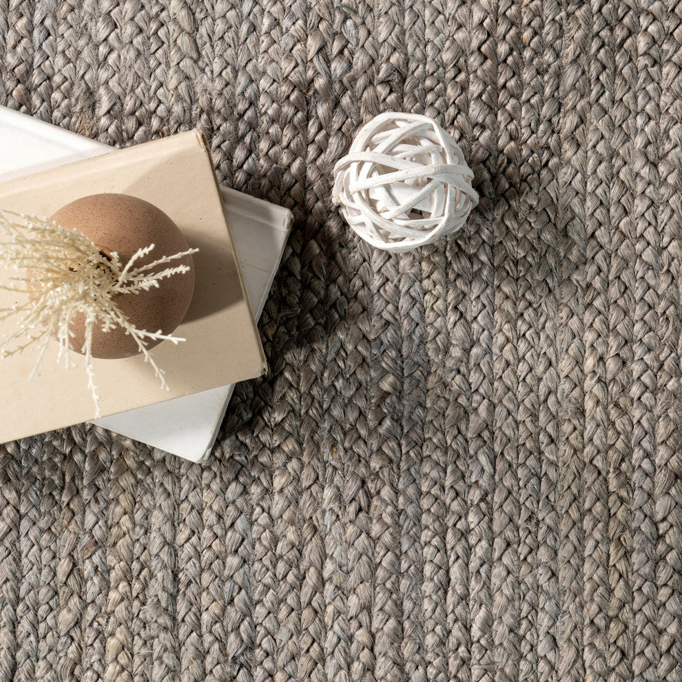 Nuloom Rigo Hand Woven Farmhouse Jute Rug, Grey 9' x 12'