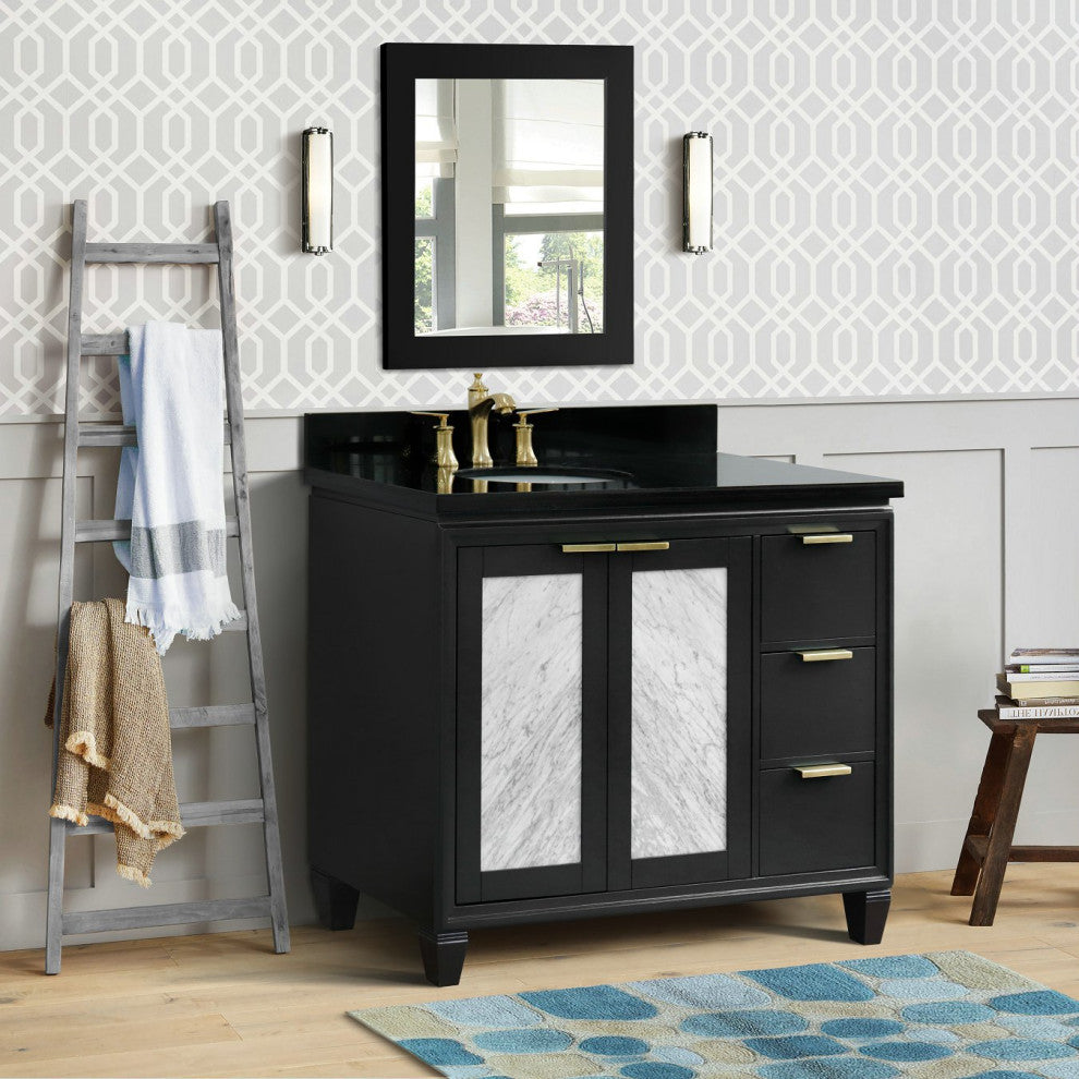 43" Single Vanity, Dark Gray Finish With Black Galaxy