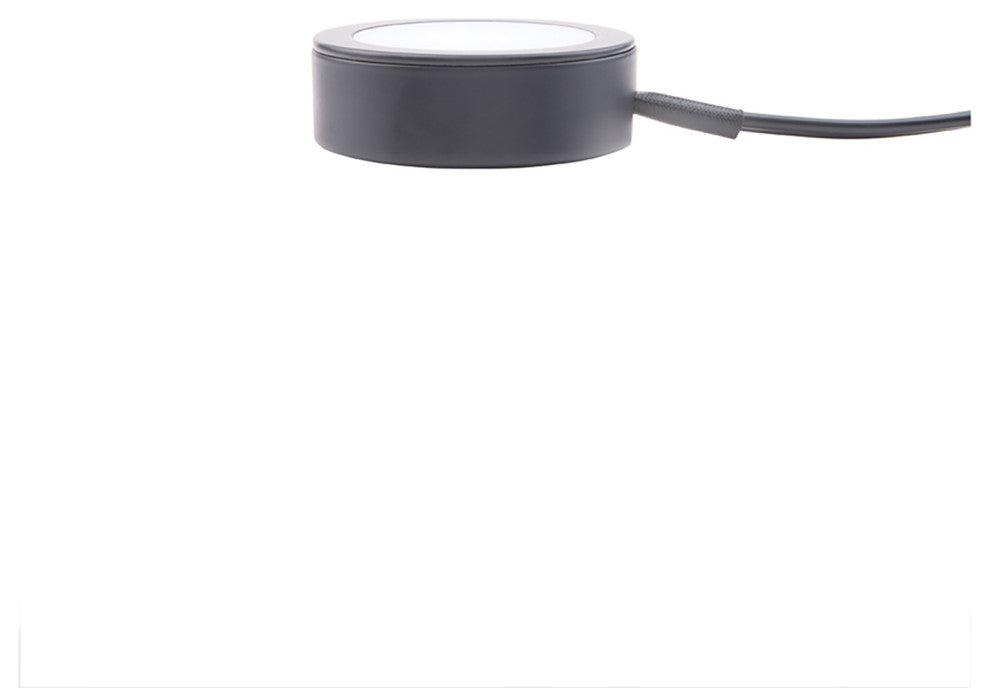 LED Puck Light, Black, Single 6" Lead Wire/6' Power Cord