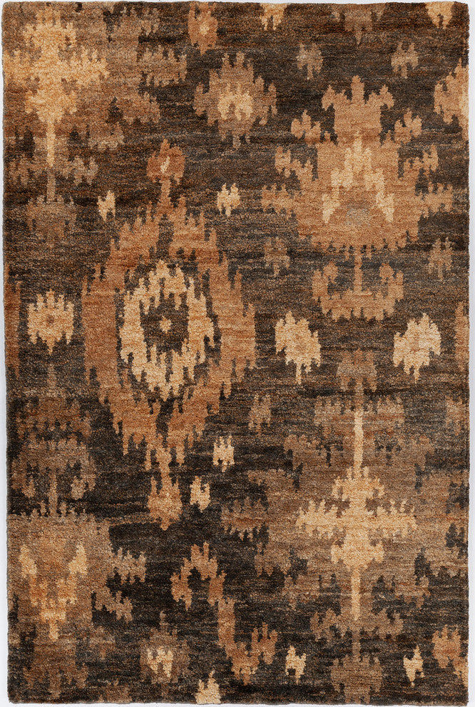 Hetty Hand knotted Contemporary Rug, Brown/Black/Taupe/Gold, 7'9x10'6