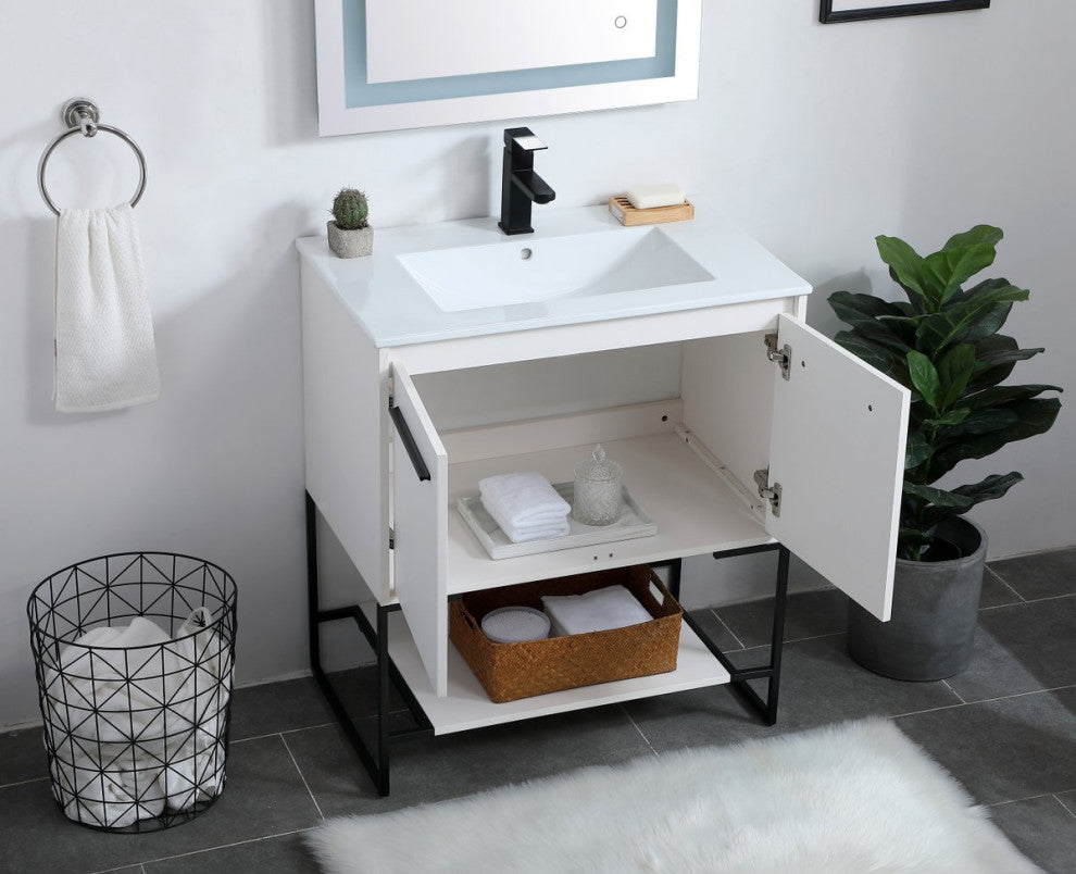 30" Single Bathroom Vanity, White