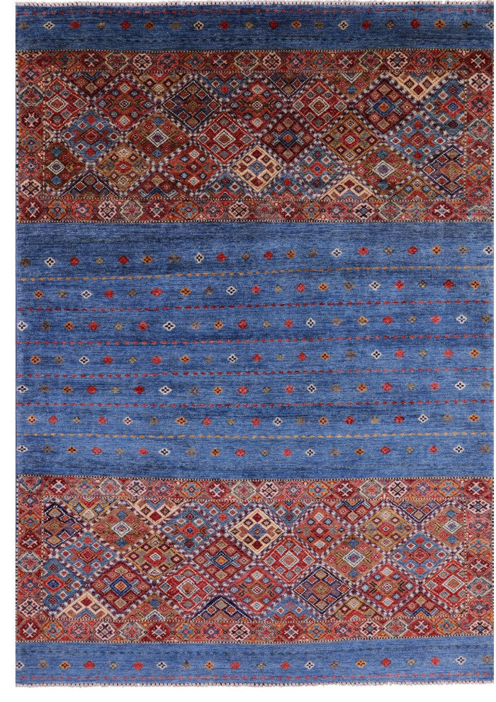 6' 9" X 9' 8" Super Kazak Khorjin Hand Knotted Wool Rug Q5343