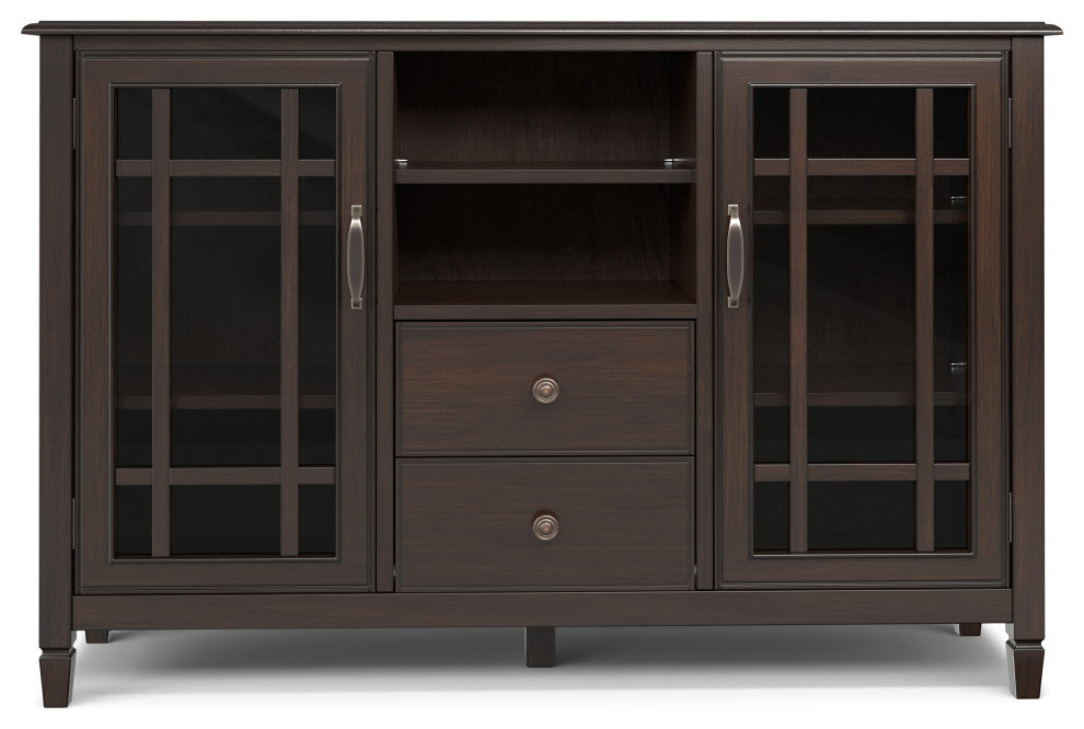 Connaught Solid Wood Tall TV Stand, Dark Chestnut Brown For TVs up to 60"