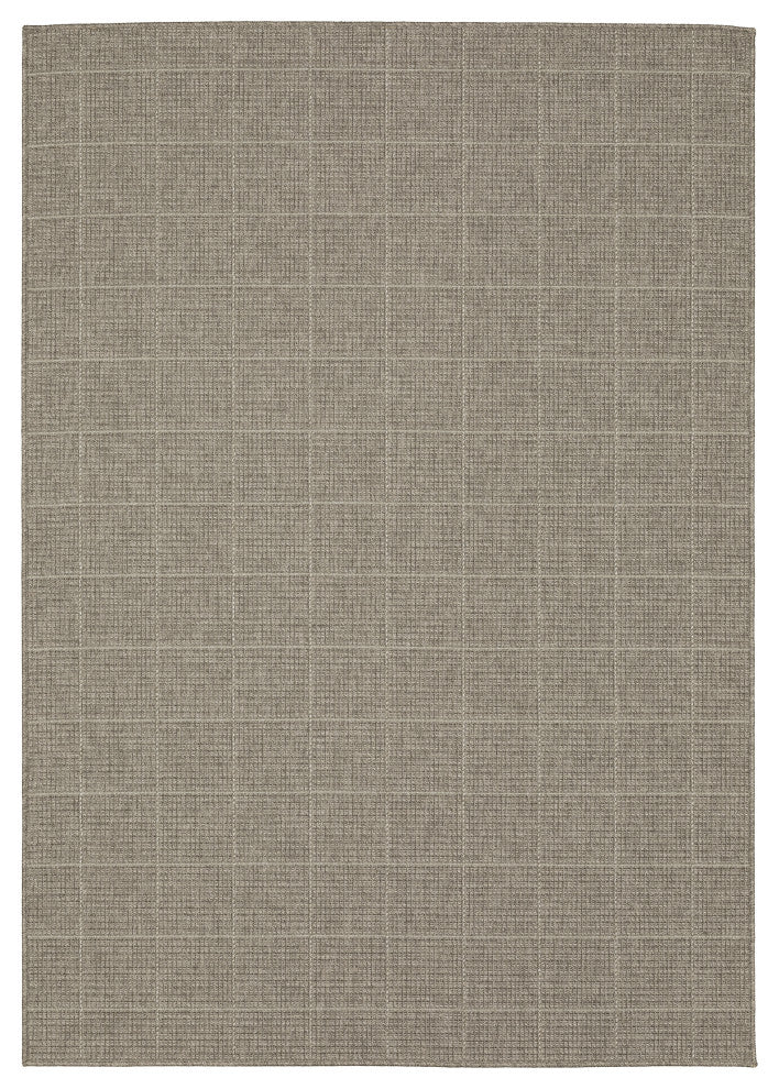 Cannes Gridwork Grey/ Light Grey Indoor-Outdoor Area Rug 9'10" x 12'10"