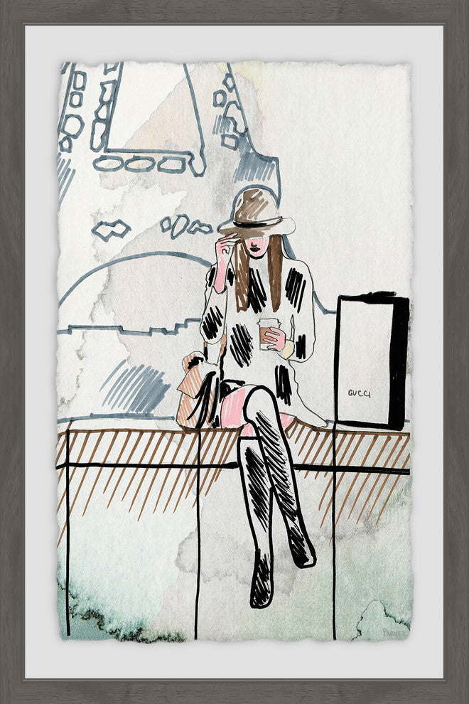 "Chillin'' at Paris" Framed Painting Print, 24"x36"