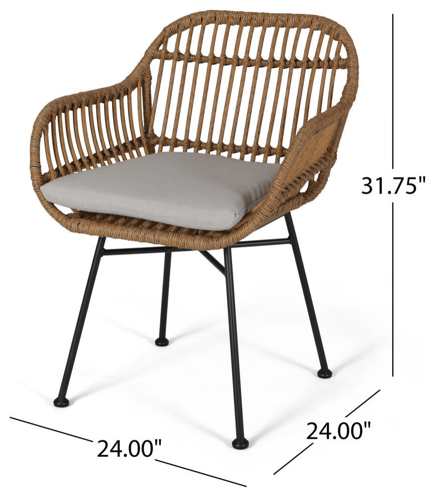 Lesley Faux Wicker 2 Seater Chat Set with Tempered Glass Table, Brown