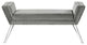 Minelly Velvet Modern Contemporary Nailhead Trim Acrylic Legs Bench, Gray