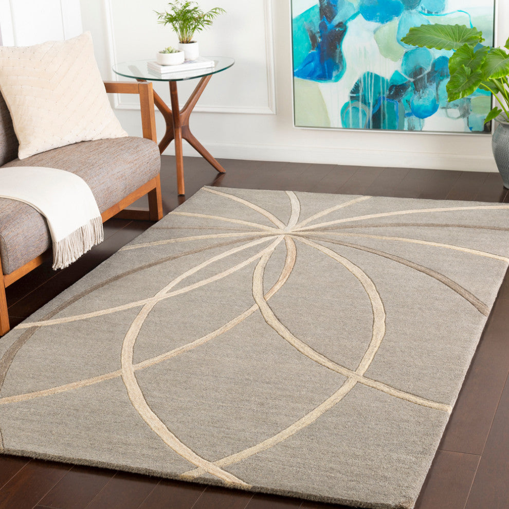 Surya Forum FM-7186 Modern Area Rug, Medium Gray, 12' x 15' Rectangle
