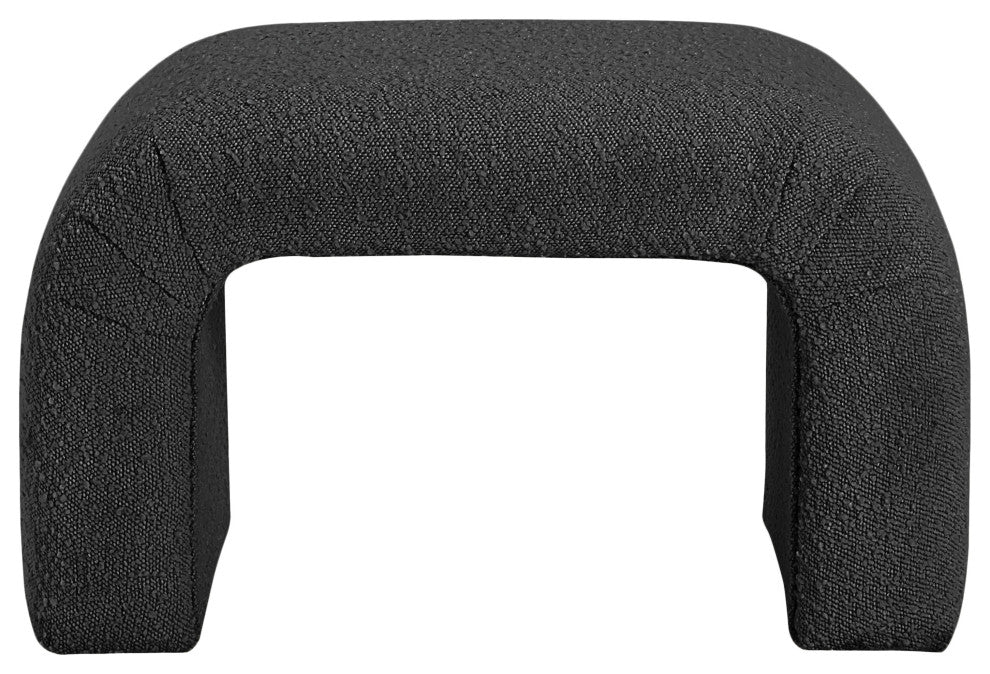 Niagara Boucle Fabric Upholstered Bench, Black, 28" Wide