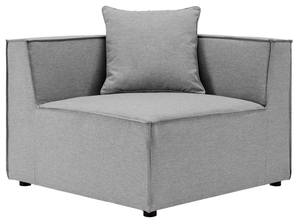 Saybrook Outdoor Patio Upholstered Sectional Sofa Corner Chair Gray