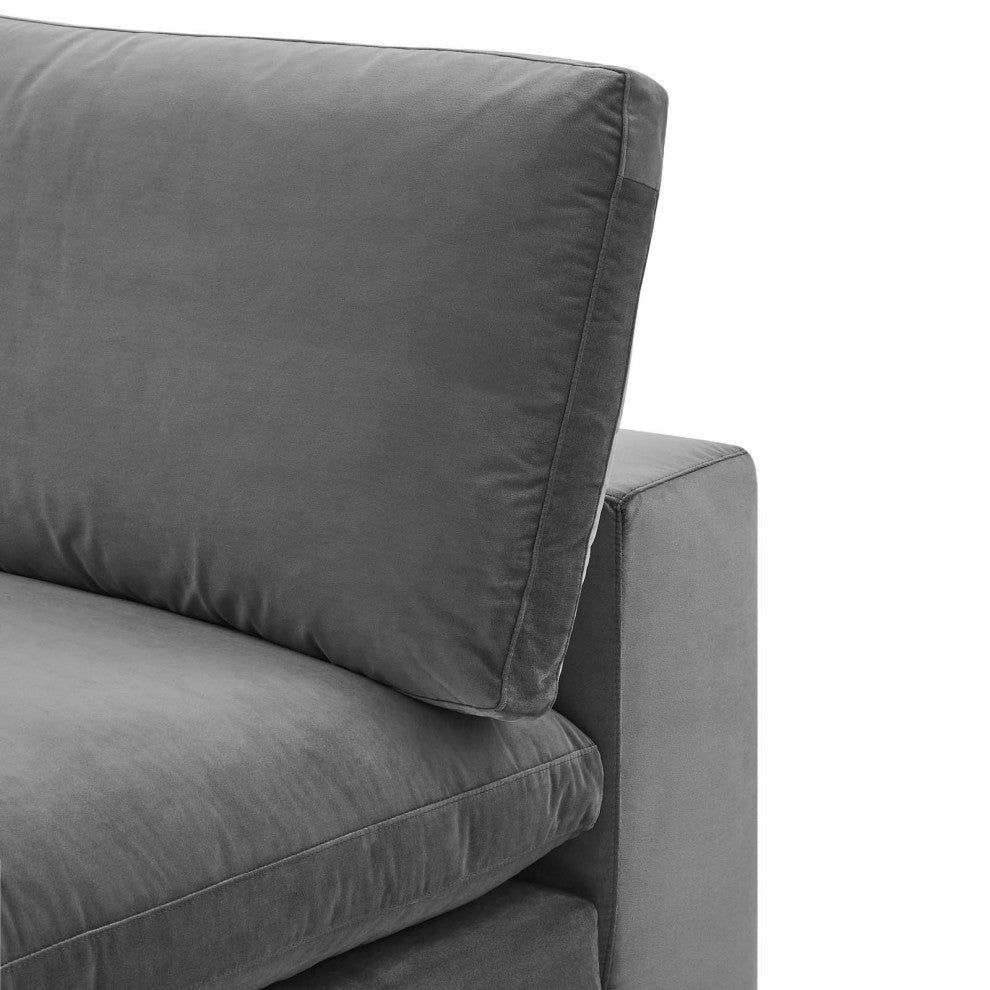 Sofa Middle Chair, Velvet, Gray, Modern, Living Lounge Hotel Hospitality
