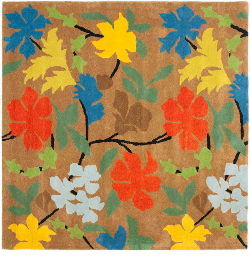 Safavieh Soho Soh737A Floral Rug, Brown/Multi, 6'0"x6'0" Square