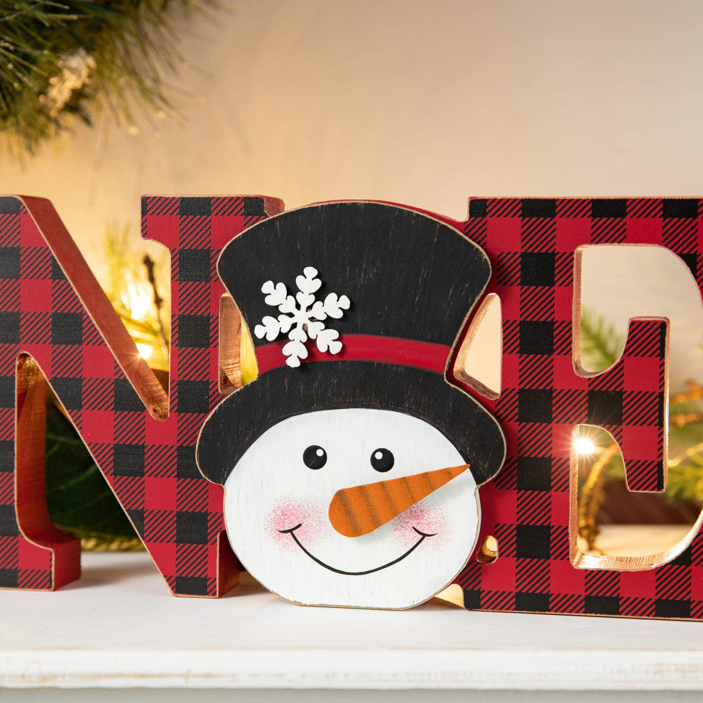 Wooden Christmas Centerpiece Table Decor, "Joy "& "Noel"