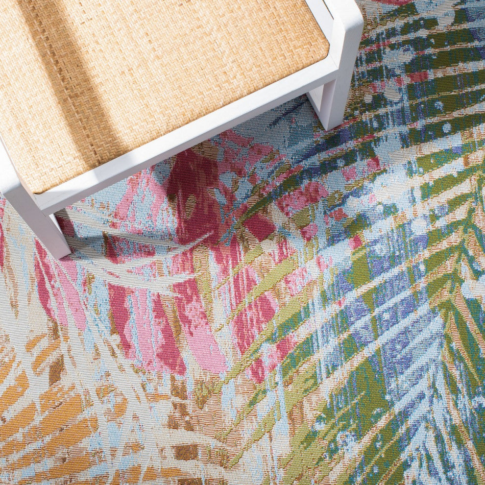 Safavieh Summer SMR487 Indoor-Outdoor Rug, Blue/Beige, 5'3"x7'6"