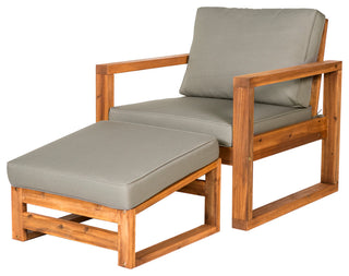 Modern Patio Chair and Ottoman - Brown