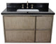 37" Single Wall Mount Vanity, Linen Brown Finish With Black Galaxy Top