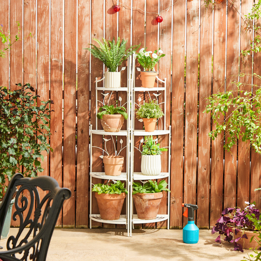 52"H 4-Tiered Metal Corner Shelf Plant Stand, White