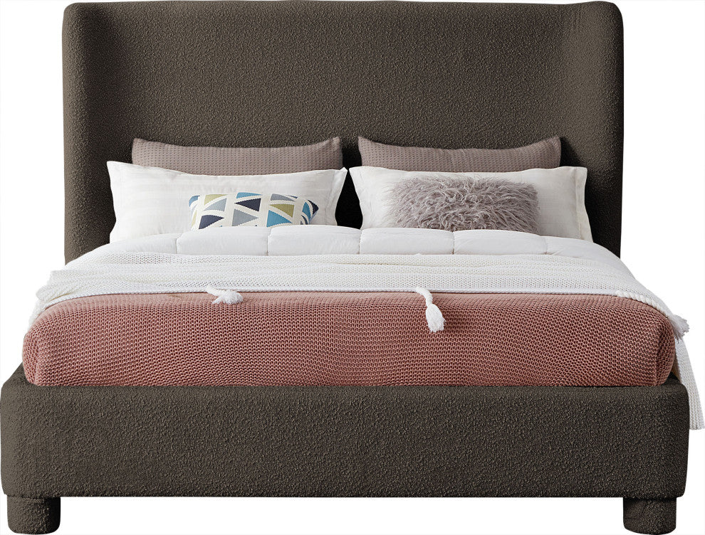 Penny Bed, Brown, Queen, Boucle Fabric