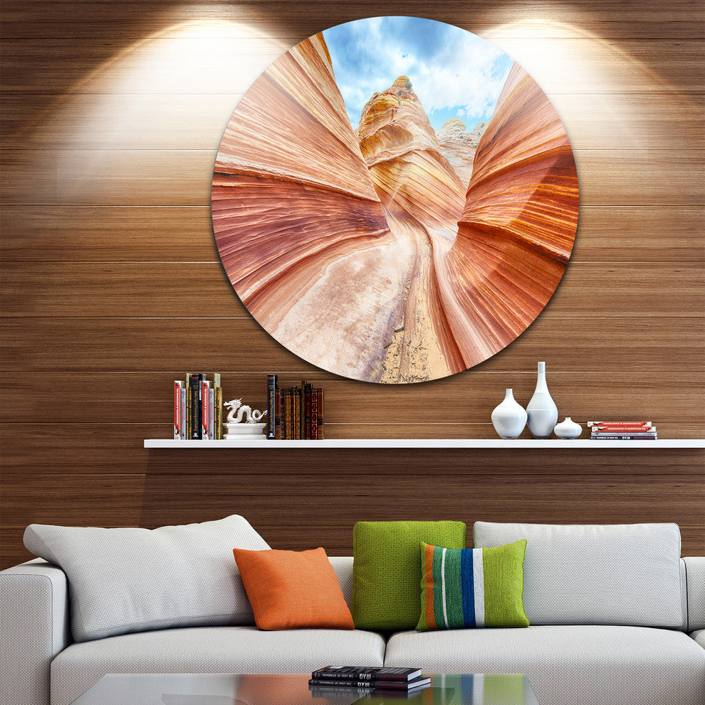 Swirling Dune Sandstones, Landscape Photo Round Wall Art, 11"
