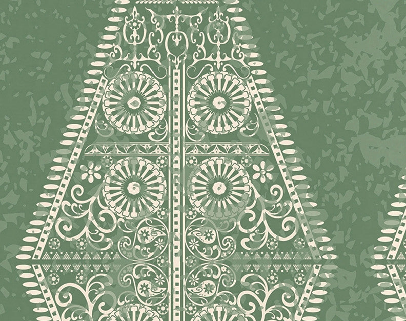 Pyramid Stripe Geometric Print Hand Towel, Green