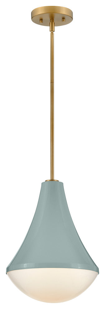 Lark Haddie 11" Modern Pendant Light, Seafoam + Lacquered Brass
